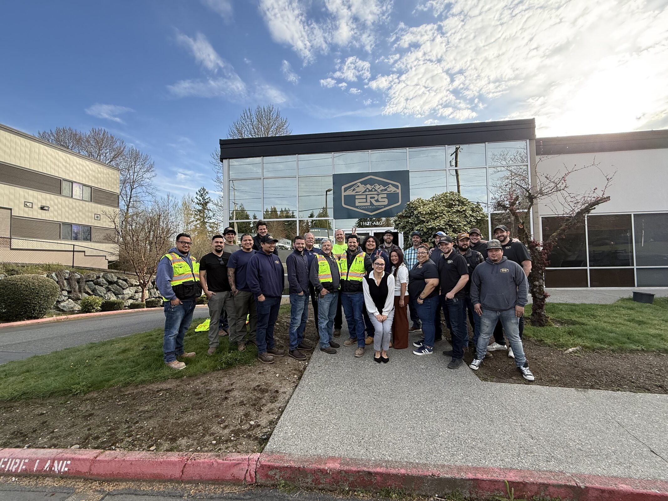 ERS Construction team outside the Everett office